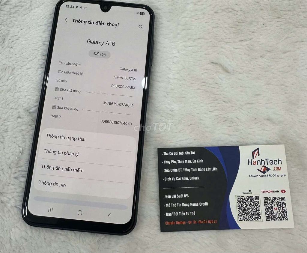 Samsung Galaxy A16 128GB Đen Cũ. Mua bán Điện thoại tại Quận 3 Tp Hồ Chí Minh được đăng bởi Hạnh Tech hình 1