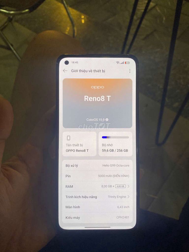 Oppo Reno8 T 256GB Đen. Mua bán Điện thoại tại Quận Thanh Khê Đà Nẵng được đăng bởi Duy Khangg hình 1