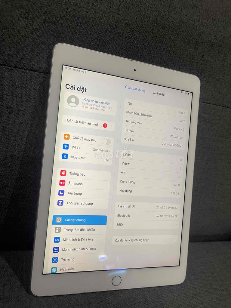 Apple iPad Air 2 16GB Bạc. Mua bán Máy tính bảng tại Quận 8 Tp Hồ Chí Minh được đăng bởi Lâm Khang hình 1