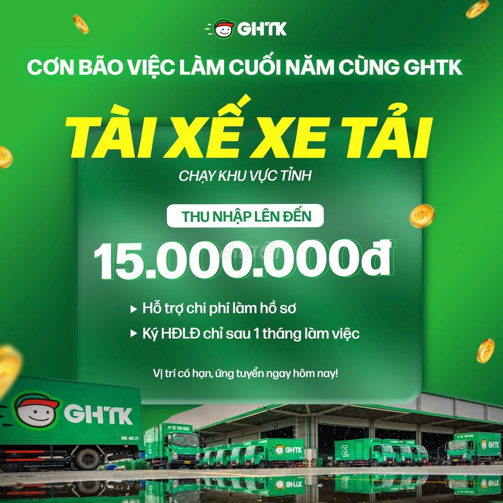 GHTK - 2 tài xế xe tải khu vực Long An