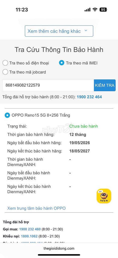 OPPO Reno15 5G 256GB Trắng. Mua bán Điện thoại tại Quận Bình Thạnh Tp Hồ Chí Minh được đăng bởi Go lab hình 1