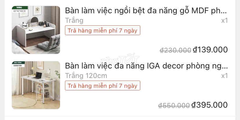 Mua bàn lớn tặng bàn nhỏ