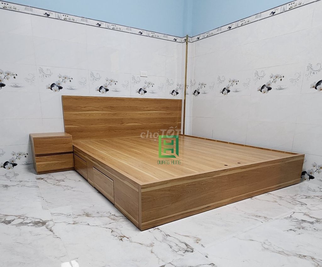 Giường ngủ Gỗ MDF Vàng, Nâu 1m2-1m8x2m. Mua bán Giường, chăn ga gối nệm tại Thành phố Vũng Tàu Bà Rịa - Vũng Tàu được đăng bởi Nội Thất Quang Hùng TD hình 1