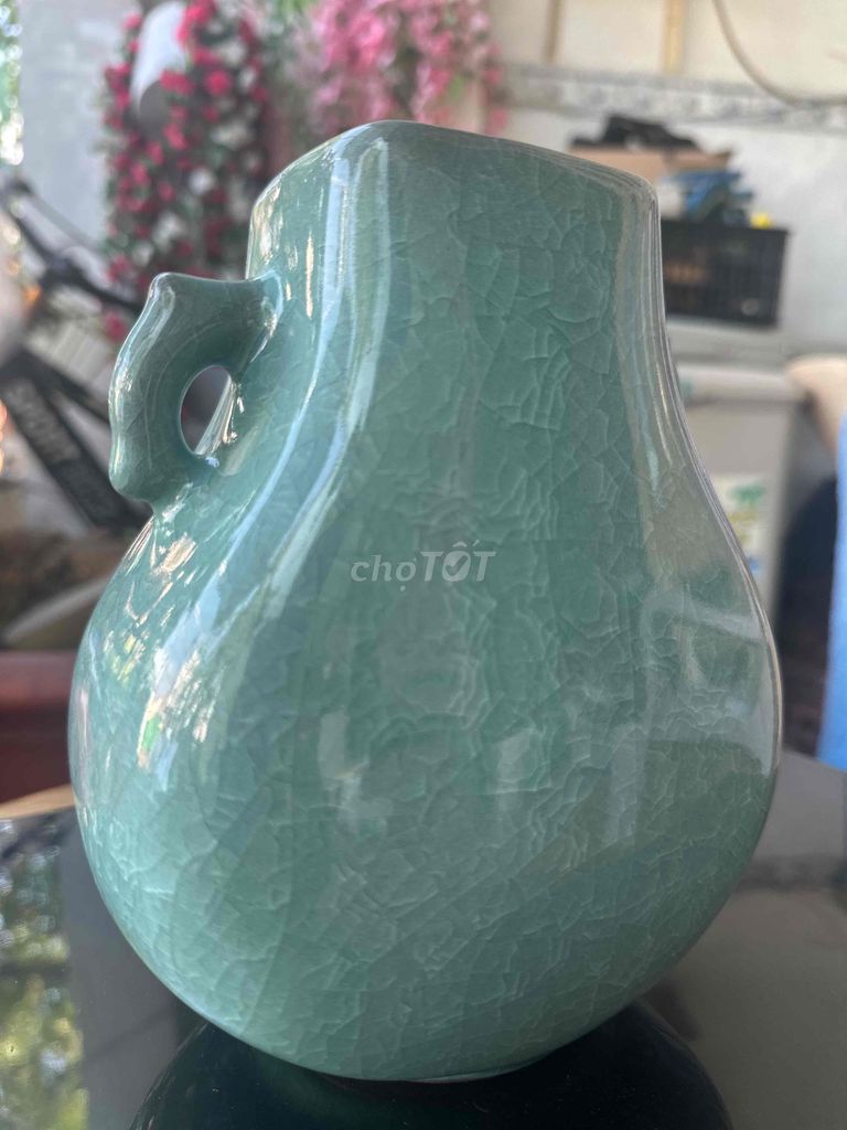 Bình gốm Tachikichi Men rạn Xanh ngọc. Mua bán Đồ sưu tầm, đồ cổ tại Thành phố Biên Hòa Đồng Nai được đăng bởi đặng quang tuyến hình 1