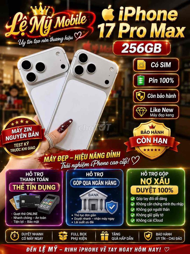 GÓP NỢ XẤU ĐƯA 18900NHẬN 17PMAX256 LIKE NEW CÓ SIM. Mua bán Điện thoại tại Quận Tân Phú Tp Hồ Chí Minh được đăng bởi LỆ MỸ mobile hình 1