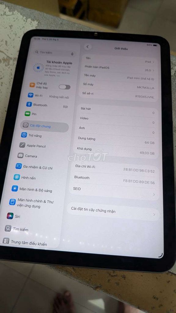 Apple iPad mini 6 64GB Xám Đã sử dụng. Mua bán Máy tính bảng tại Thành phố Bến Tre Bến Tre được đăng bởi mac store hình 1