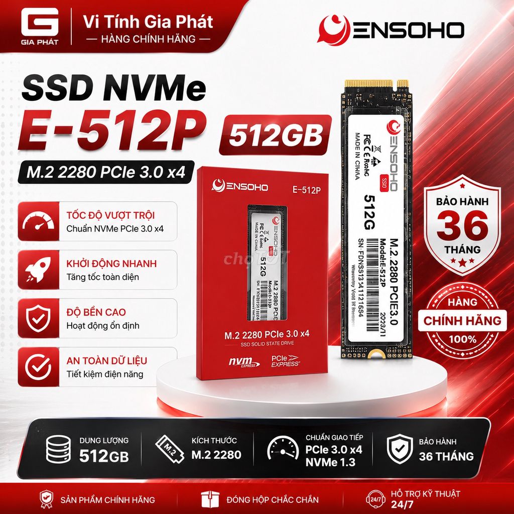 Ổ cứng SSD NVMe ENSOHO E-512P 512GB M.2 PCIe Gen3. Mua bán Linh kiện (RAM, Card...) tại Quận 6 Tp Hồ Chí Minh được đăng bởi Trần Thành Đại hình 1