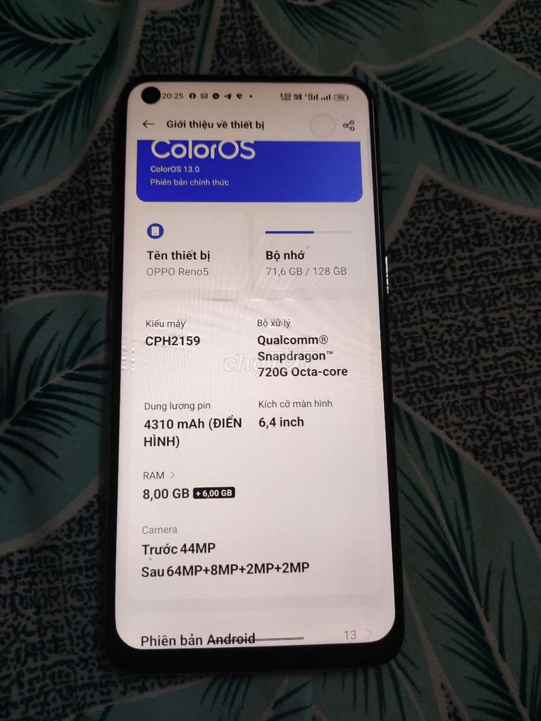 Oppo reno 5 ram8gb bộ nhớ 128gb như hình . Mua bán Điện thoại tại Quận 4 Tp Hồ Chí Minh được đăng bởi minh đạt hình 1