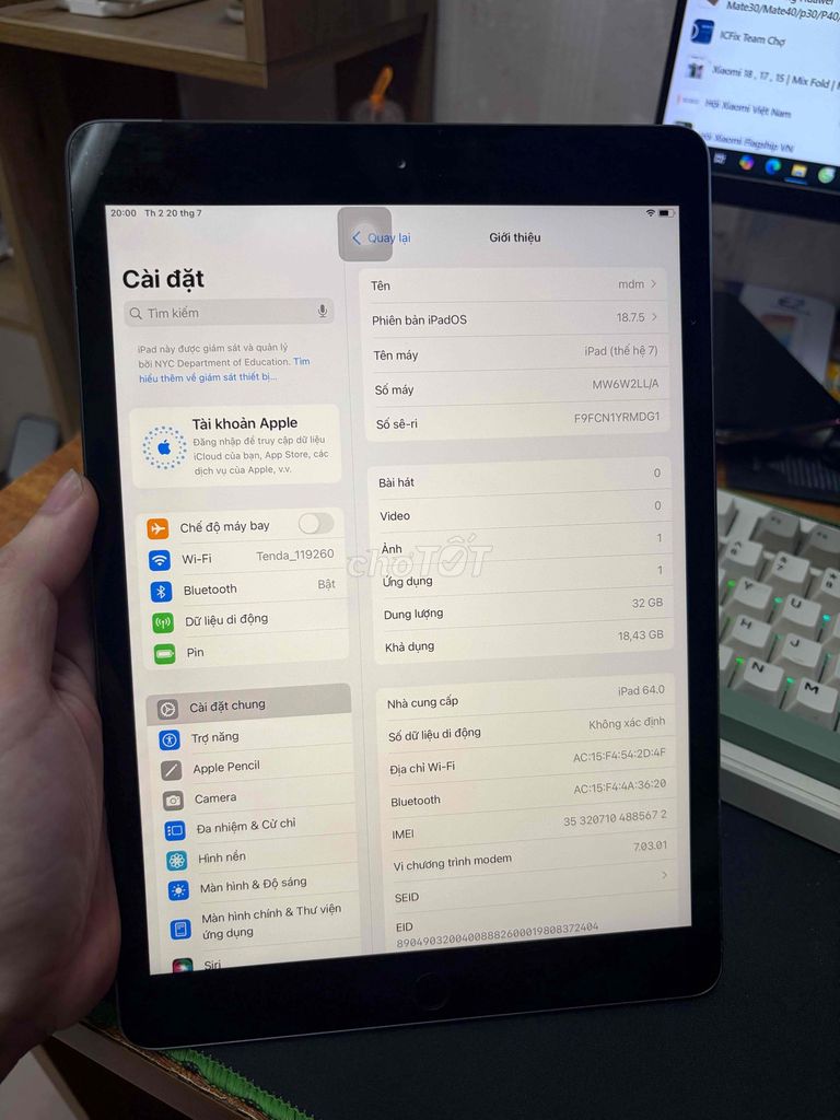 Apple iPad Gen 7 32GB Xám 4G zin đẹp. Mua bán Máy tính bảng tại Quận Thanh Xuân Hà Nội được đăng bởi cửa hàng điện thoại giá rẻ hình 1