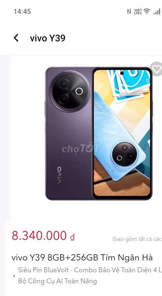 Bán VIVO Y39 5G 256G mới mua 10 ngày. Mua bán Điện thoại tại Huyện Nam Đàn Nghệ An được đăng bởi Nguyễn Văn Đức hình 1