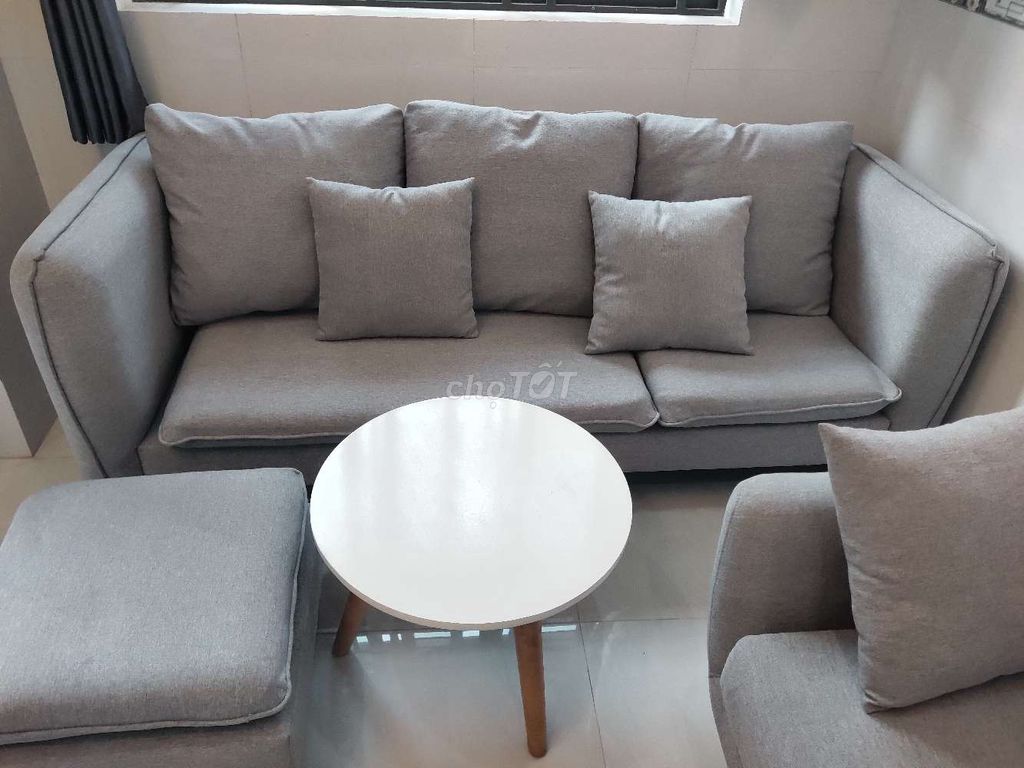 Sofa vải dài 2m + sofa đơn hiệu Phú Cường mới 95%