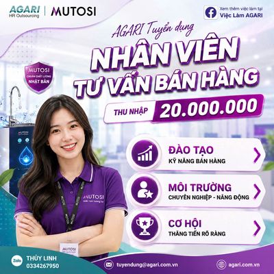 NGHỆ AN - NV BÁN HÀNG MÁY LỌC NƯỚC MUTOSI