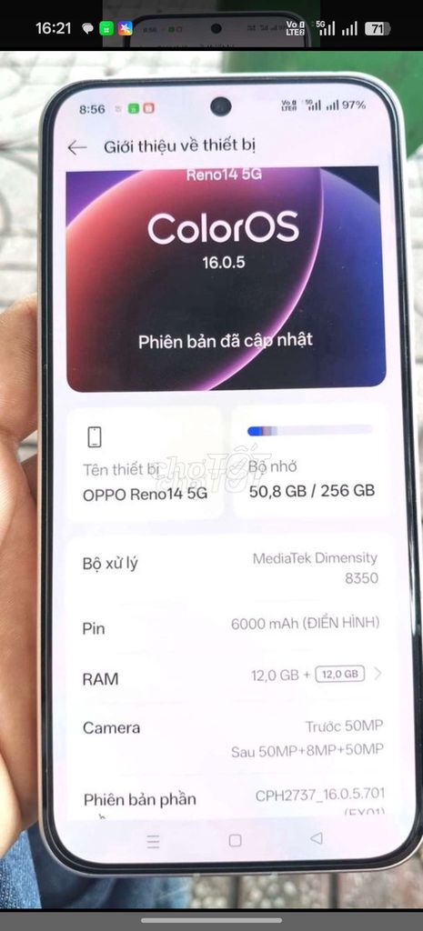 Oppo Reno14 5G 256GB Trắng. Mua bán Điện thoại tại Huyện Thủ Thừa Long An được đăng bởi Nguyễn Hoàng Minh  hình 1