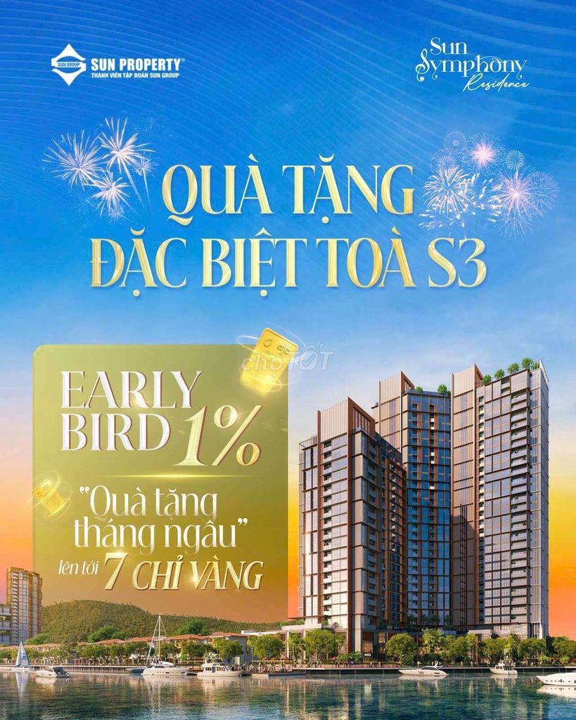 Bán căn 2PN tòa S3 mặt sông view toàn bộ trung tâm TP