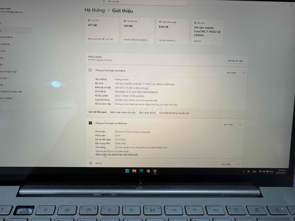 HP Envy 13-ba1030TU i7 8GB Vàng. Mua bán Laptop tại Quận Tân Bình Tp Hồ Chí Minh được đăng bởi Phương Nam hình 1