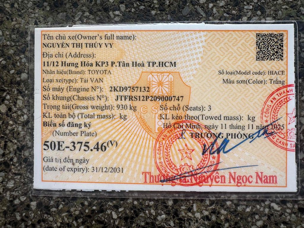 Toyota Hiace tải van 3 chỗ /930kg đời 2006 máy dâu. Mua bán Ô tô tại Quận 12 Tp Hồ Chí Minh được đăng bởi A Kha hình 9