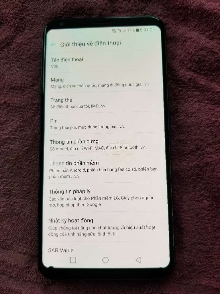 LG V30 64GB Xám. Mua bán Điện thoại tại Quận 8 Tp Hồ Chí Minh được đăng bởi Nguyễn Văn Vinh hình 1