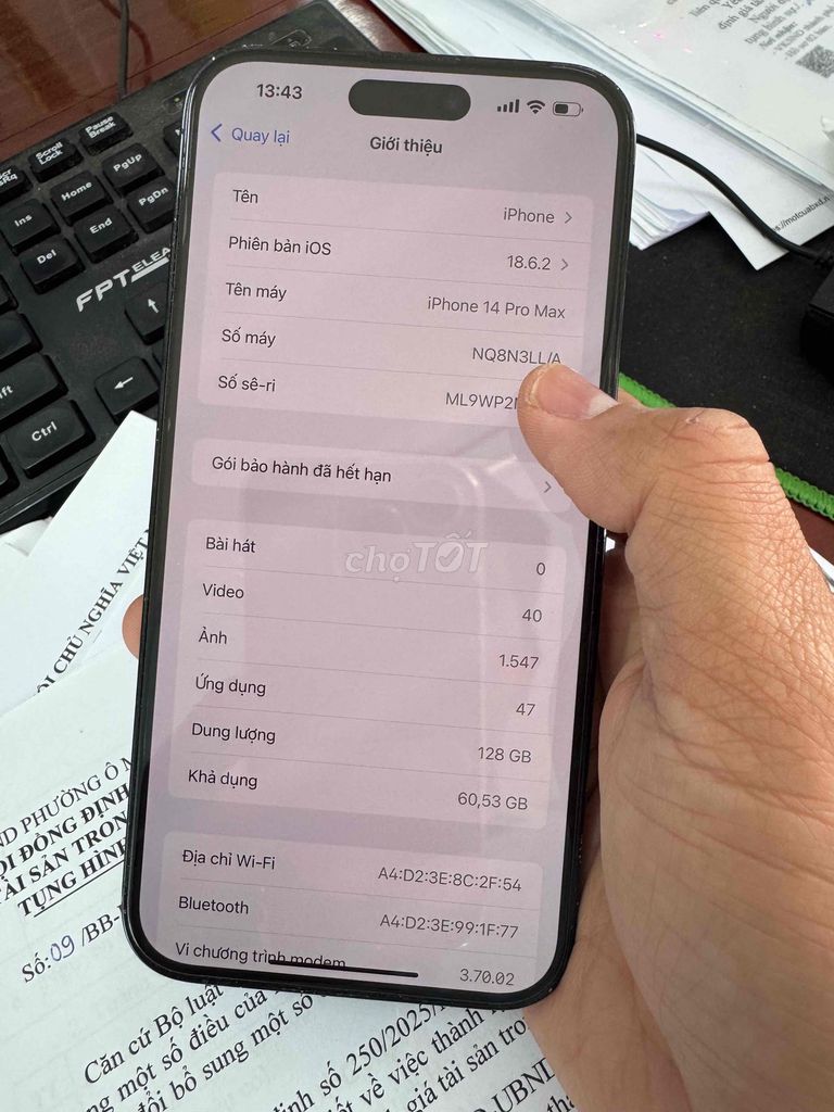 Apple iPhone 14 Pro Max 128GB Đen Mỹ. Mua bán Điện thoại tại Quận Ô Môn Cần Thơ được đăng bởi Quốc Hưng hình 1