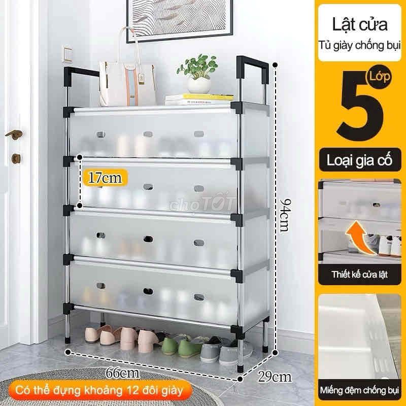 Kệ inox 5 tầng chống bụi - giá để giày dép chống b. Mua bán Tủ, kệ gia đình tại Huyện Văn Lâm Hưng Yên được đăng bởi taphoaxinh hình 1