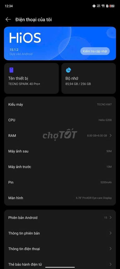 TECNO SPARK 40 Pro+ Bạc 256GB. Mua bán Điện thoại tại Quận 7 Tp Hồ Chí Minh được đăng bởi PN hình 1