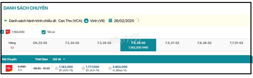 Cần Thơ - Vinh  26/02/2025