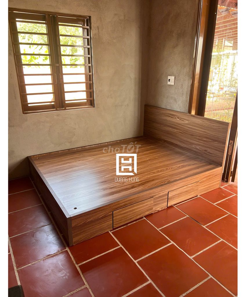 GIƯỜNG GỖ MDF-GIƯỜNG MDF-GIƯỜNG MDF-GIƯỜNG GỖ MDF. Mua bán Giường, chăn ga gối nệm tại Huyện Long Thành Đồng Nai được đăng bởi Nội Thất Quang Hùng TD hình 1