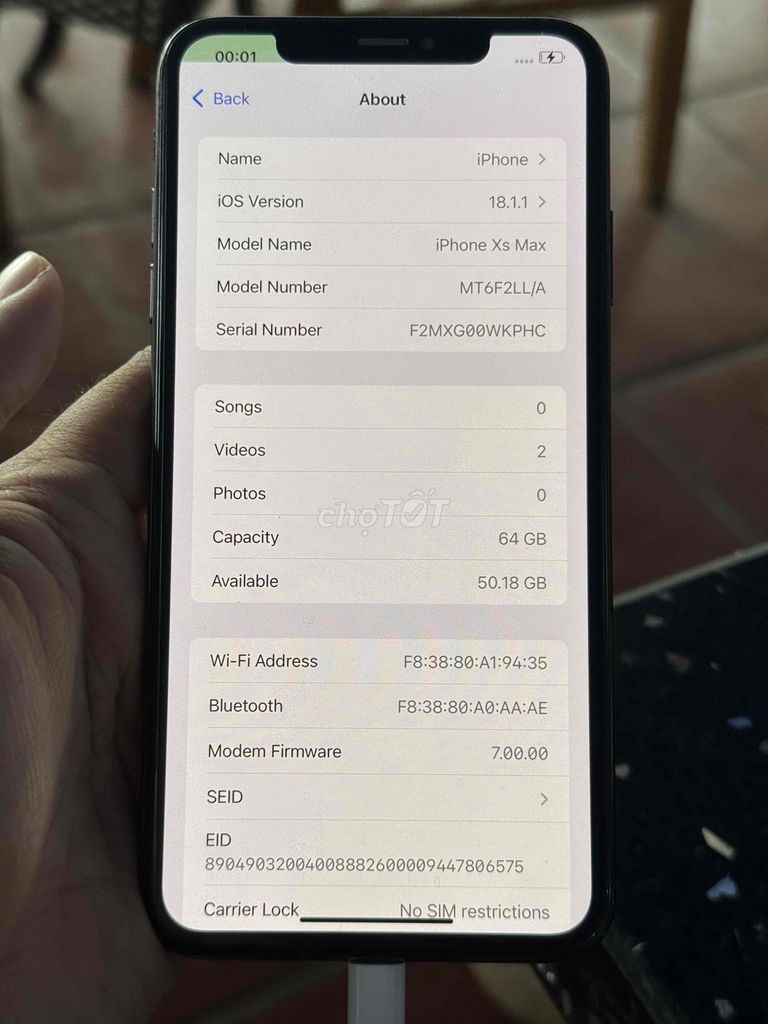 iPhone Xs Max 64Gb Đen Quốc tế