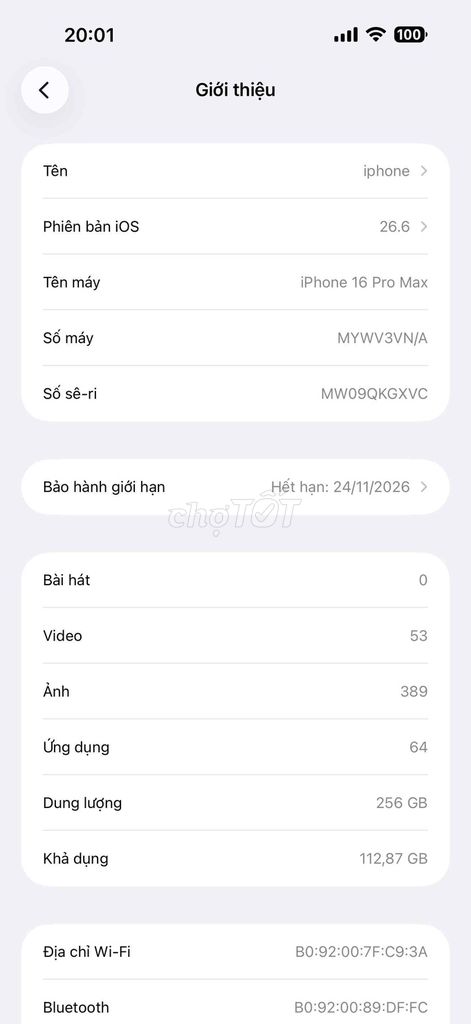 Apple iPhone 16 Pro Max 256GB Đen Titan Việt Nam. Mua bán Điện thoại tại Huyện Bình Chánh Tp Hồ Chí Minh được đăng bởi Long Phan hình 1