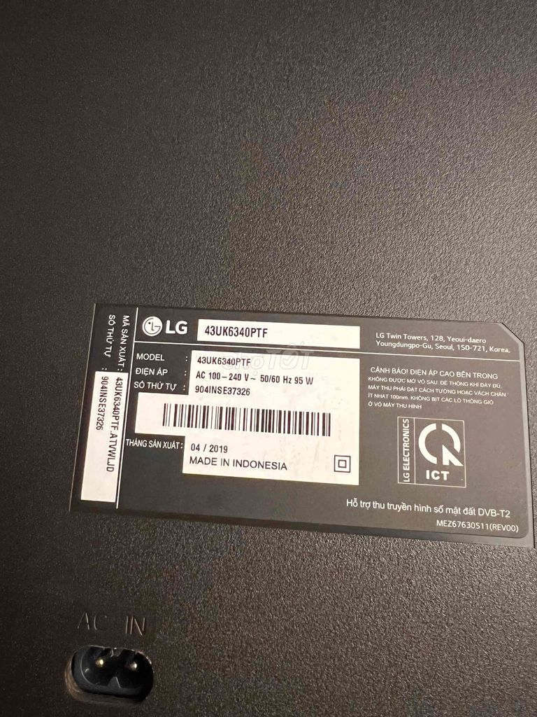Tivi LG 43UK6340PTF Hỏng màn hình. Mua bán Tivi, Âm thanh tại Quận Tân Bình Tp Hồ Chí Minh được đăng bởi A Bách hình 1