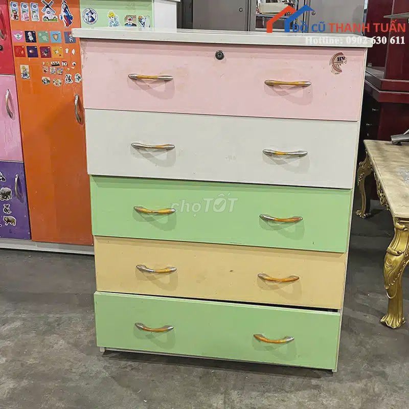 Tủ Quần Áo Cũ Thiết Kế 5 Ngăn Phối Nhiều Màu. Mua bán Tủ, kệ gia đình tại Quận 5 Tp Hồ Chí Minh được đăng bởi Thanh Lý Thanh Tuấn hình 1