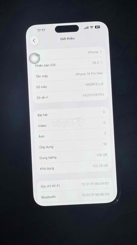 iPhone 14 Pro Max 128GB Tím qua sử dụng máy zin. Mua bán Điện thoại tại Thành phố Thuận An Bình Dương được đăng bởi hung hình 1