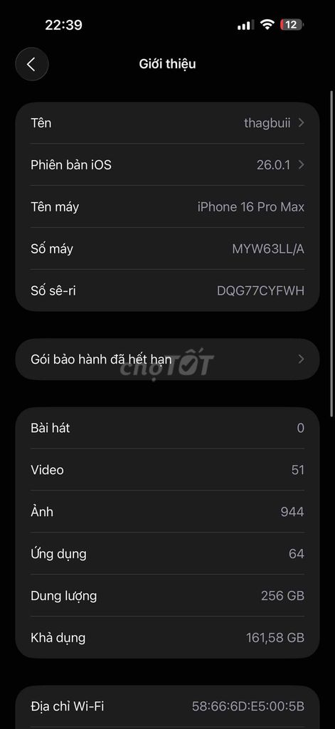 Apple iPhone 16 Pro Max 256GB Xám Titan. Mua bán Điện thoại tại Quận Ba Đình Hà Nội được đăng bởi Thag Bui hình 1