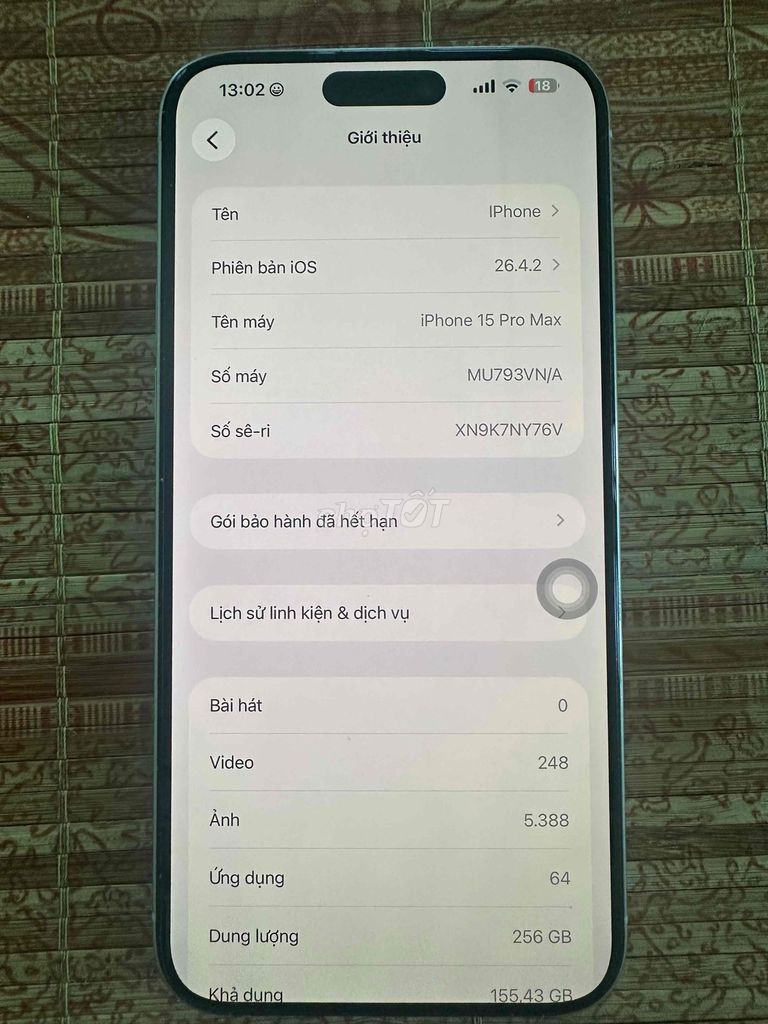iPhone 15 Pro Max 256GB Xanh Đã dùng. Mua bán Điện thoại tại Huyện Yên Khánh Ninh Bình được đăng bởi Huyền Khánh hình 1