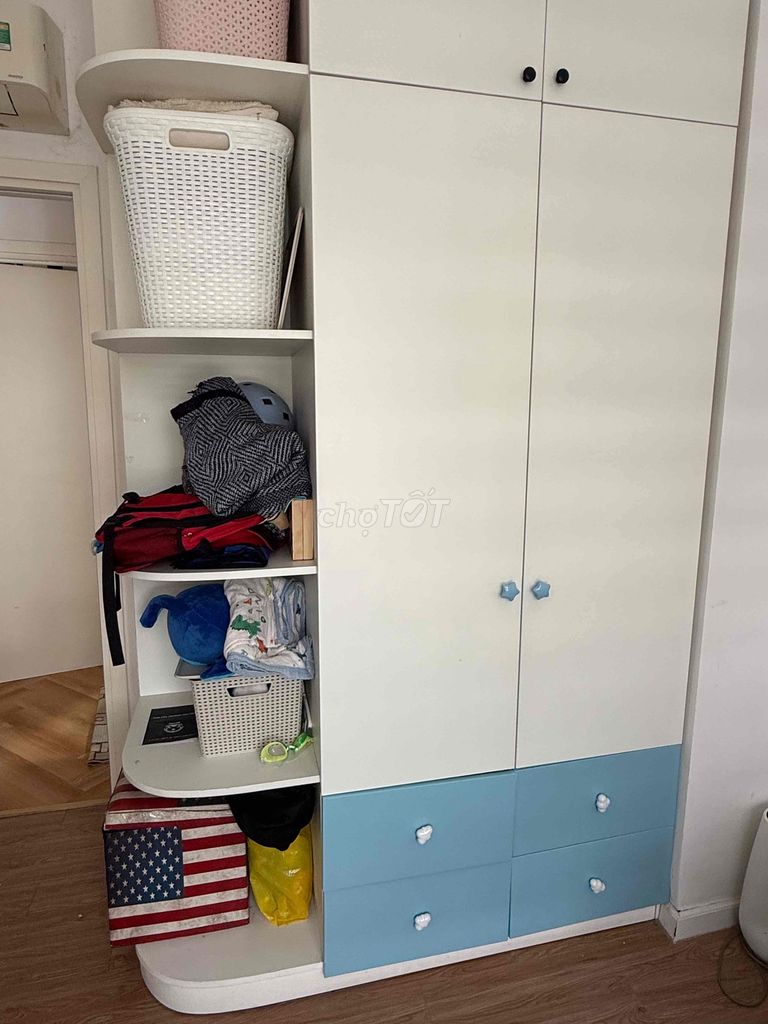 Combo nội thất Tủ quần áo, bàn học,kệ Gỗ MDF Xanh. Mua bán Tủ, kệ gia đình tại Quận 7 Tp Hồ Chí Minh được đăng bởi Thuylinh Tran hình 1
