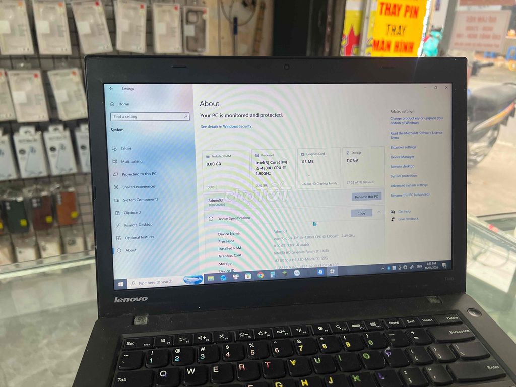 Lenovo i5 8GB/120GB SSD Đen. Mua bán Laptop tại Thành phố Thủ Đức Tp Hồ Chí Minh được đăng bởi Nhi nhi shop hình 1