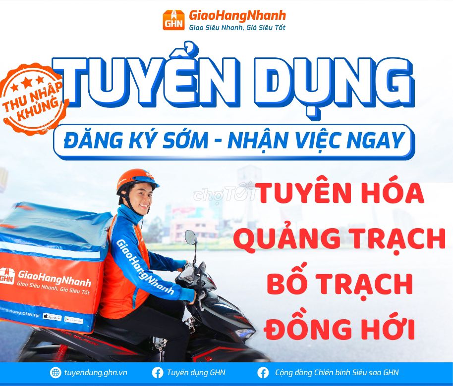 [Tuyên Hóa] -Tuyển Nhân viên giao nhận hàng xe máy