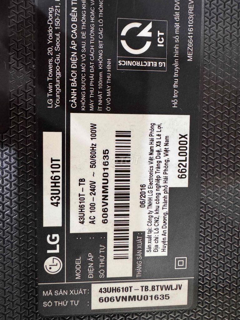 Tivi LG 43UH610T, 43 inch đang sử dụng bt, mới 95%. Mua bán Tivi, Âm thanh tại Quận Đống Đa Hà Nội được đăng bởi Ngô Linh Đan hình 1