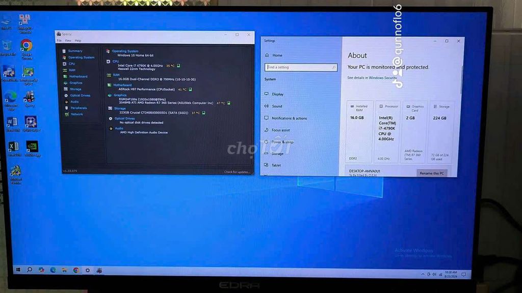 Bộ máy i7-4790k 16GB/SSD 240GB Màn 24in 100hz. Mua bán Máy tính để bàn tại Quận 12 Tp Hồ Chí Minh được đăng bởi Đặng Long hình 1