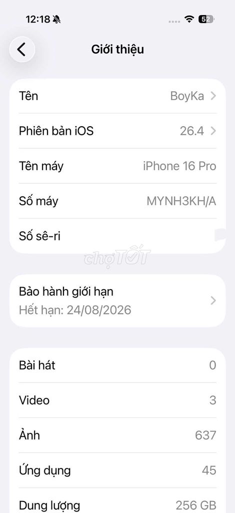 Apple iPhone 16 Pro 256GB Xám. Mua bán Điện thoại tại Quận 11 Tp Hồ Chí Minh được đăng bởi Nguyễn Minh Tân hình 1