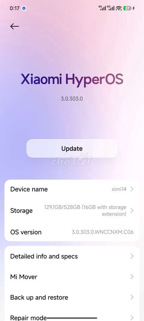 Xiaomi 14 16GB/512GB 97%. Mua bán Điện thoại tại Huyện Kim Thành Hải Dương được đăng bởi Trần Đăng hình 1