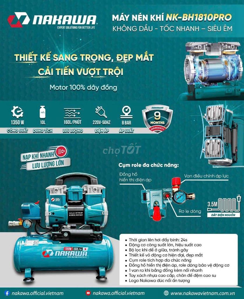 Máy nén khí Nakawa NK-BH2530PRO 30L Xanh. Mua bán Đồ chuyên dụng, Giống nuôi trồng tại Quận Long Biên Hà Nội được đăng bởi Nam  hình 1