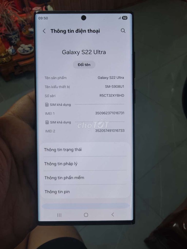 Samsung Galaxy S22 Ultra 512GB Đen. Mua bán Điện thoại tại Quận Hà Đông Hà Nội được đăng bởi Duc Nguyen hình 1