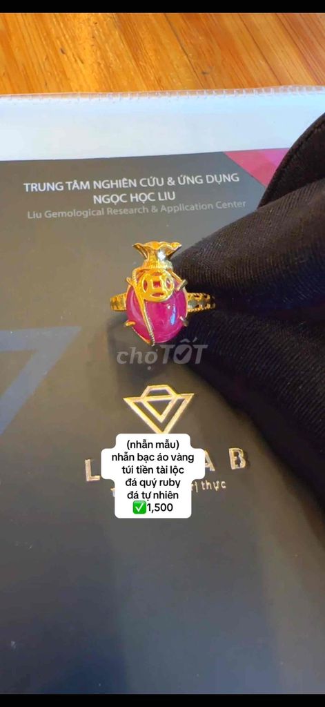 nhẫn mẫu) nhẫn bạc áo vàng, túi tiền tài lộc. Mua bán Đồ sưu tầm, đồ cổ tại Quận 1 Tp Hồ Chí Minh được đăng bởi Rio Natural Gemstone Jewelry hình 1