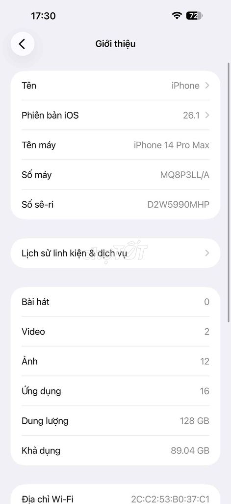 Apple iPhone 14 Pro Max 128GB Đã qua sử dụng. Mua bán Điện thoại tại Thành phố Tân An Long An được đăng bởi Đặng Lê Tấn Tài hình 1