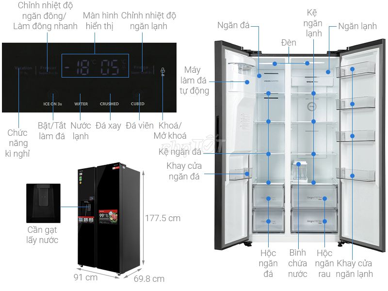 Tủ lạnh Toshiba Inverter 568 lít Side By Side