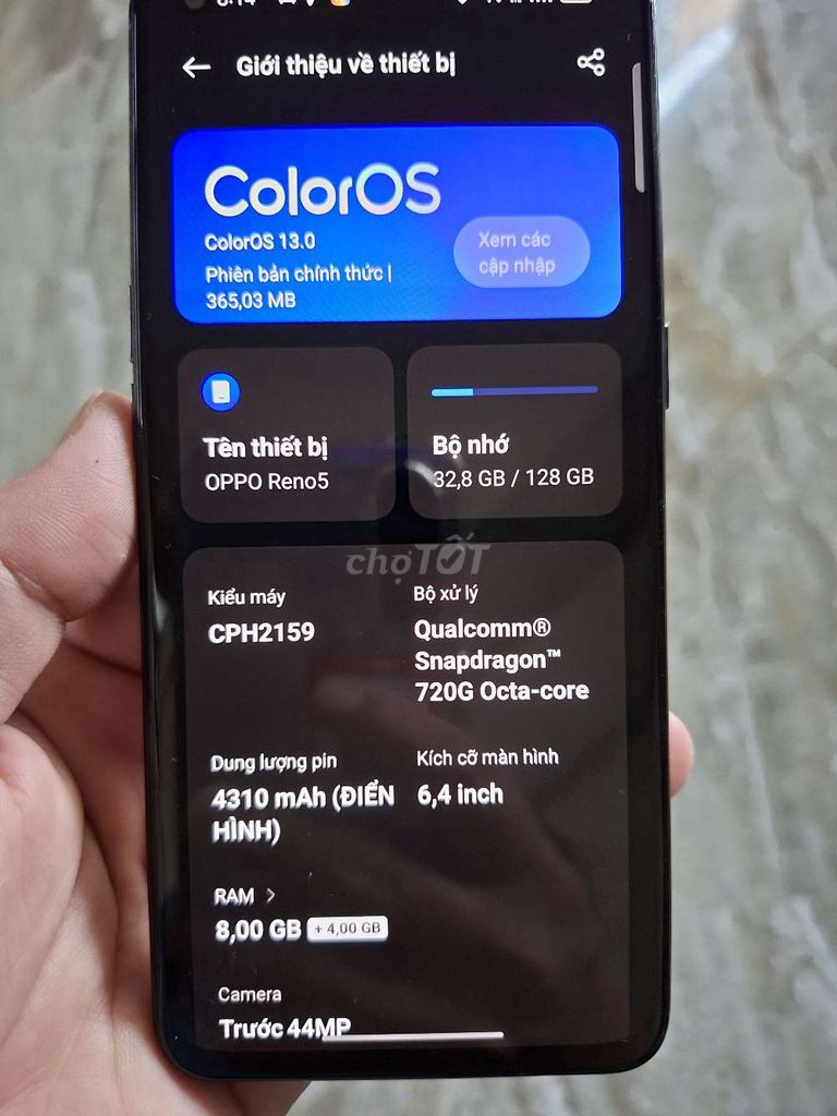 Oppo Reno 5 128GB Đen. Mua bán Điện thoại tại Huyện Long Thành Đồng Nai được đăng bởi nam hình 1