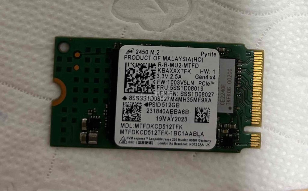 Ổ cứng SSD Micron 2450 512GB 2242 97%-size 2242. Mua bán Linh kiện (RAM, Card...) tại Thành phố Thủ Đức Tp Hồ Chí Minh được đăng bởi Dtc hình 1