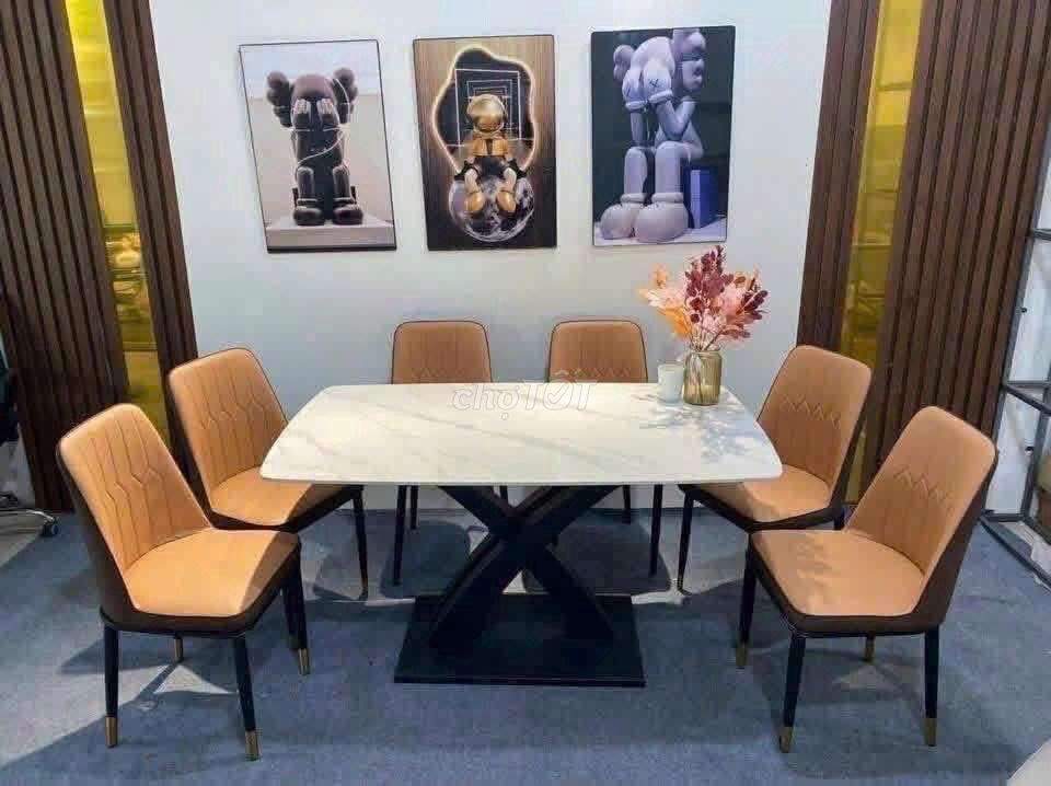 bộ bàn ăn mặt đá Ceramic 6 ghế hiện đại . Mua bán Bàn ghế tại Quận Cẩm Lệ Đà Nẵng được đăng bởi Ngọcn shop hình 1