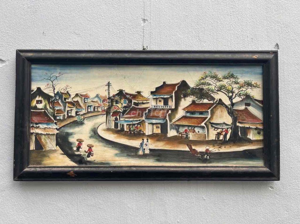 Tranh sứ Phố cổ Gỗ tự nhiên 82x51cm Đã qua sử dụng. Mua bán Đồ sưu tầm, đồ cổ tại Quận Hoàng Mai Hà Nội được đăng bởi Nam Đồ Xưa hình 1