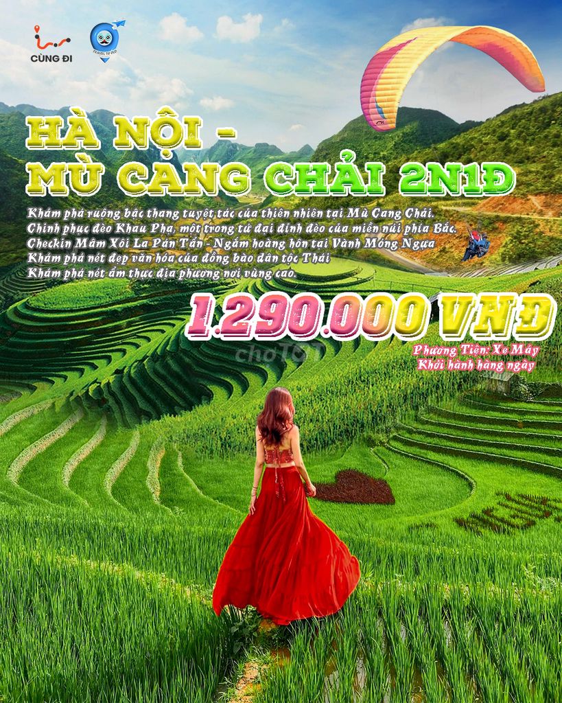 TOUR HÀ NỘI - MÙ CANG CHẢI 2 NGÀY 1 ĐÊM - xe máy